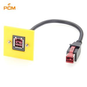 Câble d'extension USB 24V mâle-femelle à visser sur panneau pour système de point de vente, <span class=keywords><strong>imprimante</strong></span>, <span class=keywords><strong>scanner</strong></span>, hub USB industriel alimenté - Product Image 1