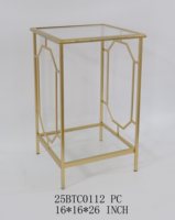 Table basse moderne, vente directe d'usine, accent décoratif pour la maison, 41,28*41,28*61,6 CM, plateau en verre, table en métal pour la décoration du salon