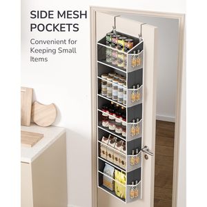 Organisateur de porte à 15 poches, type crochet, pour ranger les produits pour bébés, les chaussures, derrière les portes ou sur les murs, transparent, gris foncé, non tissé - Product Image 5