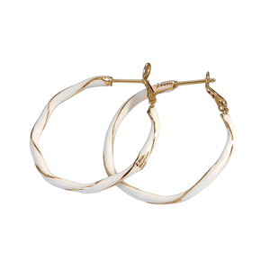 Orecchini a Cerchio Dinon Bianchi Placcati in Oro 18K Classici da Donna per Uso Quotidiano - Product Image 1