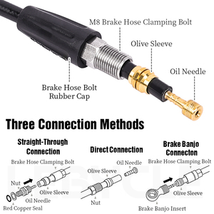 LEBYCLE Kit d'aiguilles à huile pour vélo de route MTB Kit d'insertion de tuyau de frein à disque hydraulique Connecteur adaptateur de câble d'huile pour vélo - Product Image 3