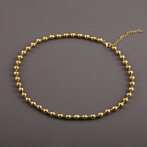 Collier ras du cou en acier inoxydable plaqué or 18 carats avec chaîne à billes, style minimaliste métallique, collier perlé tendance - Product Image 2