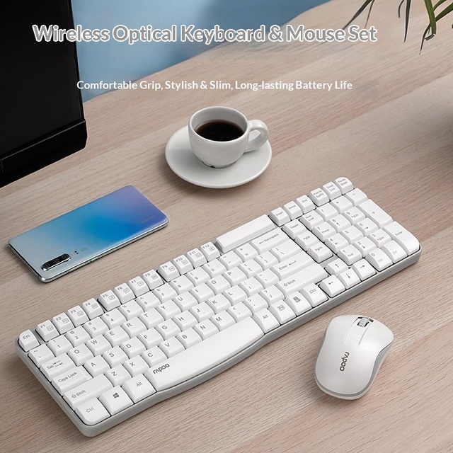 Rapoo X1800S 2.4G Wireless Keyboard Mouse Set 104 Keys Full Size Silent Anti Spill 1000DPI for Office PC Laptop
