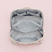 Sac de maquillage pliable imperméable à grande capacité en PU avec fermeture éclair, style ethnique bohème exclusif, logo personnalisé