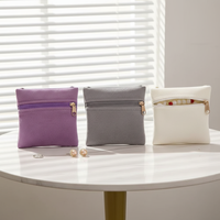 Pochettes à bijoux en velours personnalisées de luxe avec logo imprimé, multi-tailles, sacs zippés pour le rangement de cosmétiques et de bijoux, emballage en gros