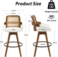 Tabourets de bar 2026 à hauteur de comptoir, pieds en bois massif, dossier en rotin, chaise rembourrée pour îlot de cuisine, salle à manger/salon, maison