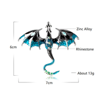Broches en émail PDANY Dragon pour femmes, broches de fête en forme d'animal volant avec strass, cadeaux