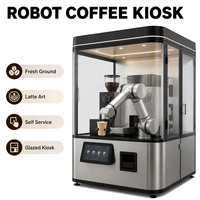 Kiosque à café automatique avec barista robotisé, machine à expresso commerciale, configuration en libre-service sans personnel
