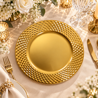 Assiette de Présentation Wojia 13 pouces Rouge Écologique Effet Diamant Électroplaqué Style Américain Moderne Luxe en Plastique pour Fêtes