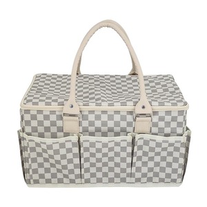 Organisateur de couches en polyester portable élégant avec couvercle peu encombrant Registre de bébé Sac fourre-tout préféré Style Panier de pique-nique - Product Image 1
