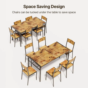 Wood Square <strong>and</strong> <strong>Space</strong> <strong>Saver</strong> French Vintage Room Set 6 <strong>Chairs</strong> Furniture Dining <strong>Table</strong> for Home - Product Image 3