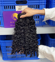 Rxhair vente en gros 100g naturel noir tisse birman France bouclés Extensions de cheveux humains faisceaux de cheveux