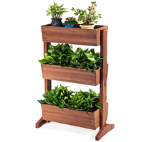 100% support de plante en bois massif à 3 niveaux lit de jardin surélevé vertical avec boîte de jardinières en bois pour la maison jardin extérieur