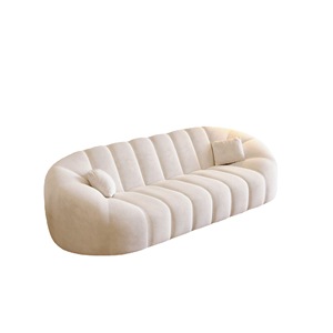 Shell <b>Sofa</b> Cream Colored Velvet Tufted Design Modern Living Room Furniture - Product Image 5