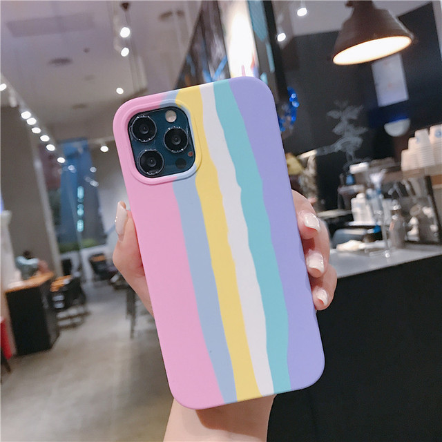 New Arrival Liquid Silicone Rainbow Case for iphone 12 Pro Max Mobile Phone Back Cover