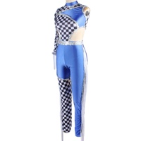 Justaucorps de danse imprimé damier noir et blanc course pom-pom girls vêtements de danse gland paillettes pantalons longs vêtements de Performance de scène