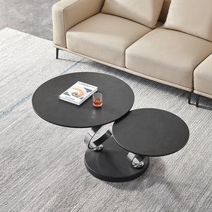 طاولة قهوة سيراميك مستديرة فاخرة بسيطة خفيفة الجانب عدد قليل من خزائن التلفزيون مزيج من طاولة قهوة صغيرة لغرفة المعيشة - Product Image 6
