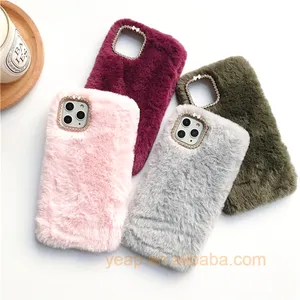 Free Shipping Winter Fur CaseためiPhone 11 Pro Max X XR XS 8 7 Plus 6S Back Cover Fluffy Rabbit Hair Warm Mobile Phone Case