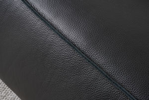 Sofá Seccional Modular de 3 Plazas en Cuero Genuino Negro Moderno con Otomana Separada para Sala de Estar - Product Image 3