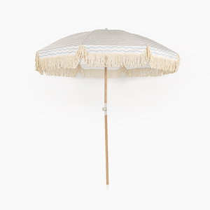 Özel iş Vintage Boho plaj şemsiyesi püsküllü Modern tasarım şemsiye ile dış mekan mobilyası ahşap kutup - Product Image 1