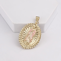 Pendentif Vierge Marie Notre-Dame de Guadalupe Jésus Collier Breloques Religieuses Catholiques Plaqué Or 14 Carats Trois Tons Personnalisé