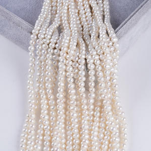 Vente en gros de perles de culture d'eau douce naturelles de 5-6 mm, perles de couleur rose semi-finies, promotion pour collier et bracelet DIY - Product Image 1