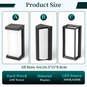 Nouvelle conception, lampes murales extérieures LED carrées noires 25W, PC étanche, lumière de véranda/lampes murales extérieures LED/lampes de portail extérieures - Product Image 6