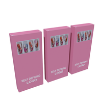 Boîte de paquet de faux ongles vides imprimés personnalisés boîte d'emballage d'ongles à pression de marque privée boîtes d'ongles roses à dessus transparent avec fenêtre
