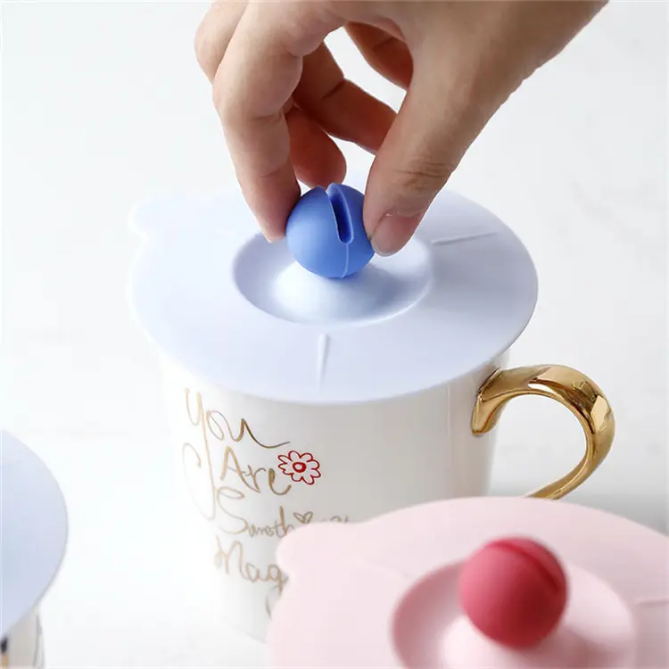 Venta directa de fábrica, taza a prueba de polvo con tapa, cubierta de taza de silicona, taza de agua de vidrio de cerámica redonda, accesorios de té
