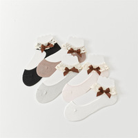 Chaussettes courtes invisibles pour femmes, à nœud, en dentelle, ultra-fines, tricotées, respirantes, couleur unie, style doux, pour l'été