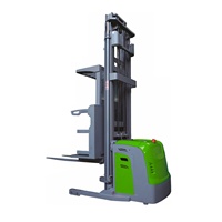 Chariot élévateur électrique MOVMES avec batterie lithium-ion 24V, hauteur de levage de 11m, mât à trois sections, capacité de 1500kg, fonctionnement assis