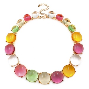 Nuevo Collar de Gargantilla de Resina Transparente <span class=keywords><strong>Multicolor</strong></span> ZA para Mujer, Collar Grande de Metal Chapado en Oro, Juego de Aretes de Acrílico - Product Image 4