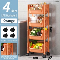 Chariot de rangement de cuisine multi-niveaux en plastique, panier à légumes, étagère de rangement de cuisine à roulettes pour usage domestique – Vente chaude