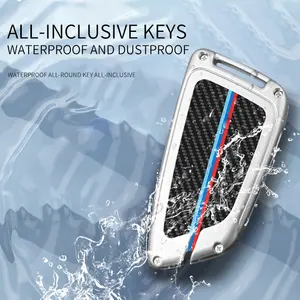 Cubiertas para llaves de coche, atmósfera Simple de fibra de carbono, adecuada para modelo BMW, cubierta para llave de coche de aleación de Zinc