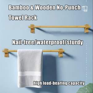 Portasciugamani in Bambù Ecologico e Sostenibile Design Moderno da Parete <span class=keywords><strong>per</strong></span> <span class=keywords><strong>Bagno</strong></span> e Cucina Dimensioni Personalizzabili - Product Image 2
