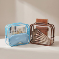 Grande trousse de toilette transparente en PVC, approuvée TSA, étanche, avec fermeture éclair, personnalisable avec logo, pour femme