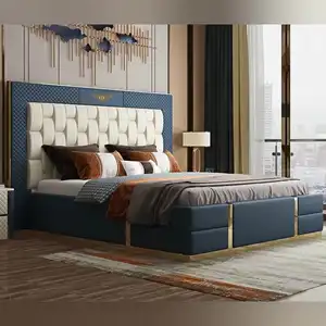 modern Italian latest double bed designer furniture leather luxury bed set Italian Modern Master luxury bedroom set