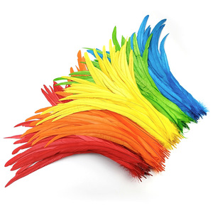 Federlieferant Bunte Gebleichte und Gefärbte 40-45cm Hahnenfedern Ringhalsfasan-Schwanzfedern für Samba-Tanz und Basteln - Product Image 4