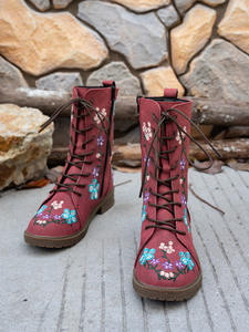 QLFashion britannique talon épais bottes moyennes femmes 2024 automne nouveau brodé grande taille Western Knight 231 - Product Image 6