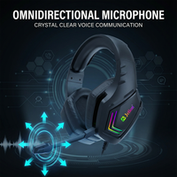 Headset Gaming Wired PJT-DEP2455 Hitam RGB dengan Lampu LED, Indikator Baterai, Peredam Kebisingan & Tahan Air IPX-4 untuk Perjalanan