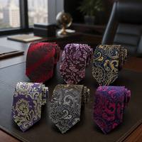 Corbata de Poliéster Jacquard con Diseño Floral Paisley, Fácil de Cuidar, Sin Arrugas, para Uniforme de Oficina, Regalo para Hombre, 1 Pieza
