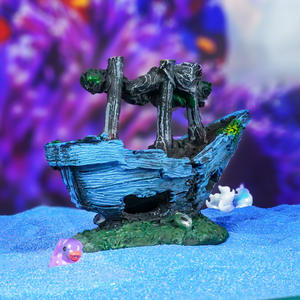 Qipuwei Fish Tank Paysage Simulation Petit <span class=keywords><strong>Bateau</strong></span>, Et Abri De Crevettes, Ornements De Décoration De Grotte, Aquarium, Cassé Su - Product Image 5