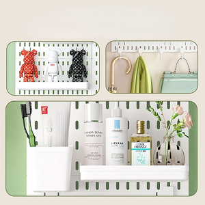 Organizador de <span class=keywords><strong>pared</strong></span> de plástico con tablero perforado, instalación sin perforaciones, accesorios de gancho para tablero perforado, <span class=keywords><strong>soporte</strong></span> oculto de <span class=keywords><strong>pared</strong></span> para tablero perforado DIY - Product Image 4