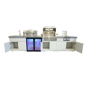 Gabinete <span class=keywords><strong>de</strong></span> Cocina Comercial para Exteriores <span class=keywords><strong>de</strong></span> Acero Inoxidable <span class=keywords><strong>de</strong></span> la Mejor Calidad, Impermeable, con Encimera Blanca - Product Image 1