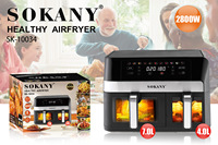 Friteuse à air Sokany10034 pour le commerce extérieur, friteuse double cuve saine sans huile, grande capacité 11L, friteuse électrique à écran tactile