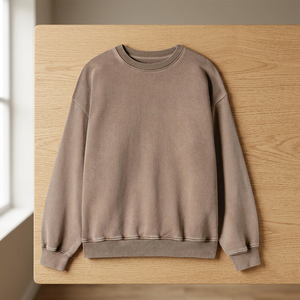 Pull d'hiver à col rond coupe classique pour homme, avec logo personnalisé brodé sur le devant, en molleton teint polyester/coton 370g, anti-boulochage, respirant et séchage rapide - Product Image 3