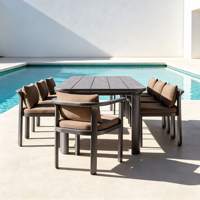 Tables de repas d'extérieur modernes en alliage d'aluminium imperméables - Mobilier léger et durable pour parc, villa, hôtel, ferme
