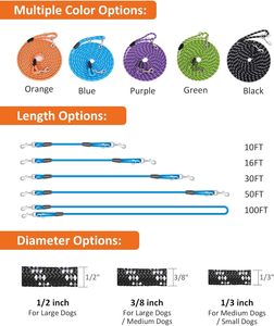 Laisse de dressage de chien en Nylon classique Clips pivotants réfléchissants Laisse longue Durable pour le suivi de rappel pour Camping Backyard Alliage Caoutchouc - Product Image 5