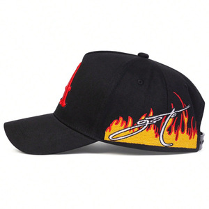 5 Panel Trucker Cap 3D Embroidery Flame Design Mesh Back OEM Factory Low MOQ Wholesale - Product Image 2
