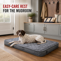 Mudroom Orthopädische Hundematratze Grau Gestepptes Bodenbett mit Wasserdichtem Abnehmbarem Passgenauem Bezug